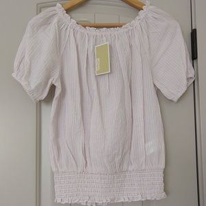 Michael Kors Off-Shoulder Pale Pink Blouse.